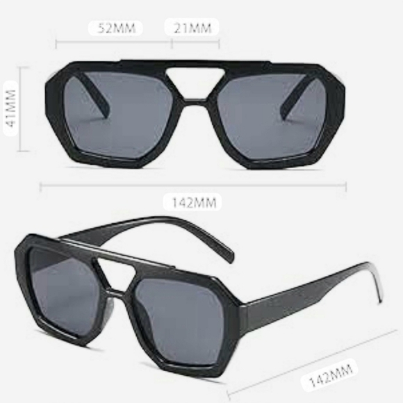 Women's Black Geometric Shield Sunglasses - Picture 3 of 3